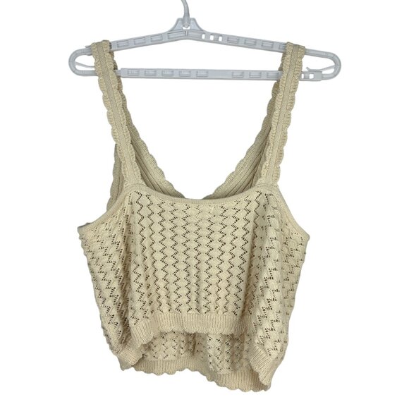 H&M XXL Knit Cream Cropped Camisole Top Lace Detail Design - Picture 2 of 4